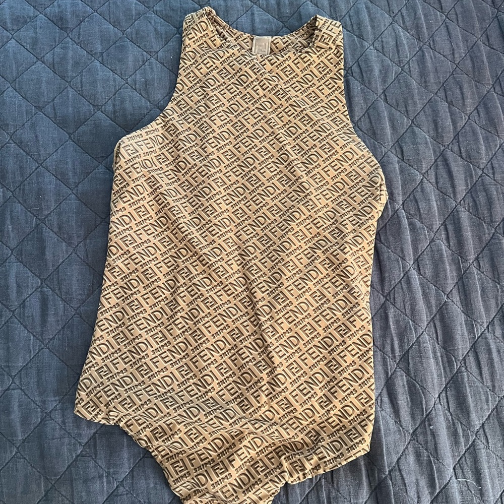 SKIMS Fendi Collab Women's Tan Patterned Bodysuit